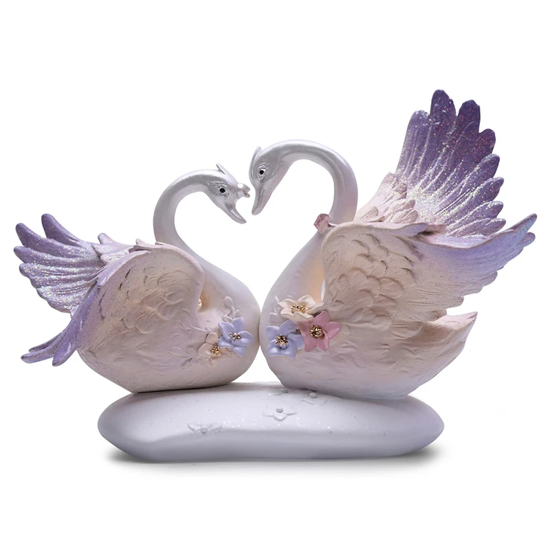 

2PC Europe Style Couple Ceramic Swan Figurine Toy Creative Swan Decoration Model Wedding Home Decoration Accessories Craft Gifts