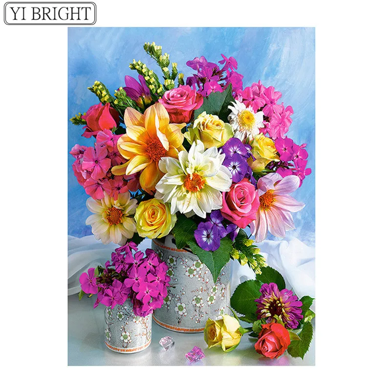 

DIY Diamond Painting Flower Cross Stitch Full Square Diamond Embroidery Flower Painting Rhinestone Mosaic Manual Home XY1