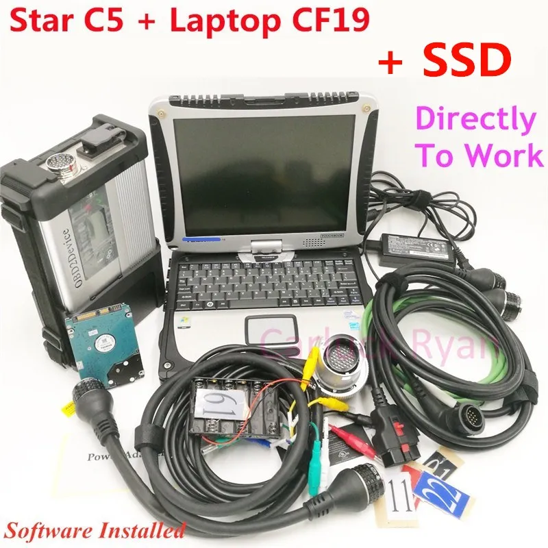 MB Star C5 SD Подключение C5 с новейшим программным обеспечением,12 диагностический инструмент mb star c5 vediamo/X/DSA/DTS с ноутбуком CF19 - Цвет: C5 with CF-19 SSD