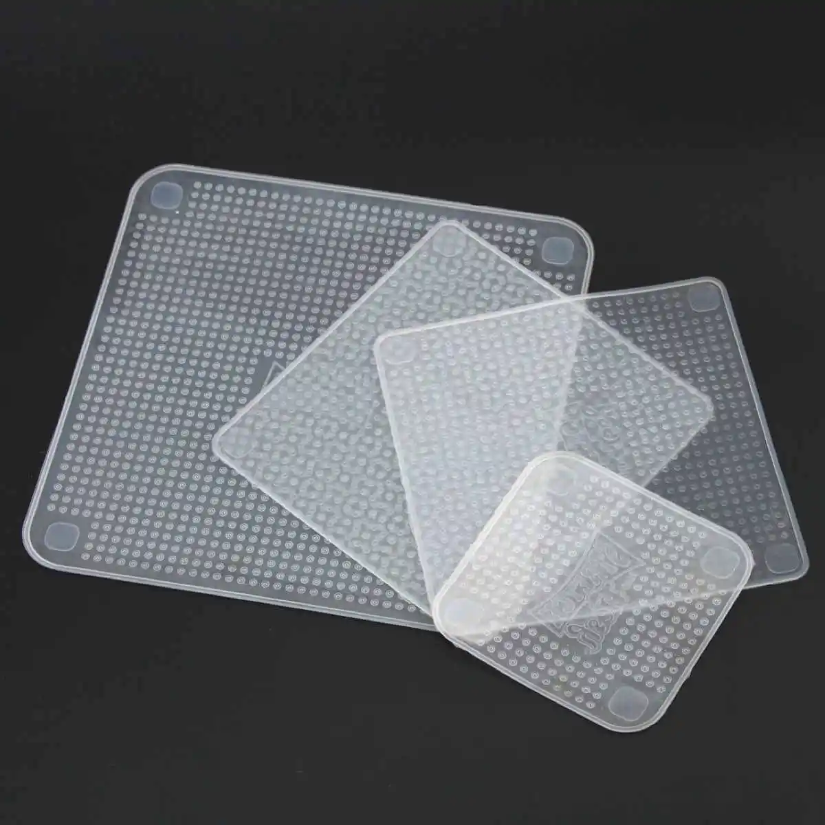 4pcs 1 set  Reusable Clear Stretch Fresh Food Wraps Seal Cover Kitchen Accessories Tool