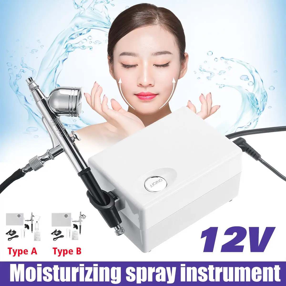 

New 12V DC Facial Moisturizing Spray Instrument Skin Care Air Compressor Machine Portable Spray Misters Device Beauty Tool