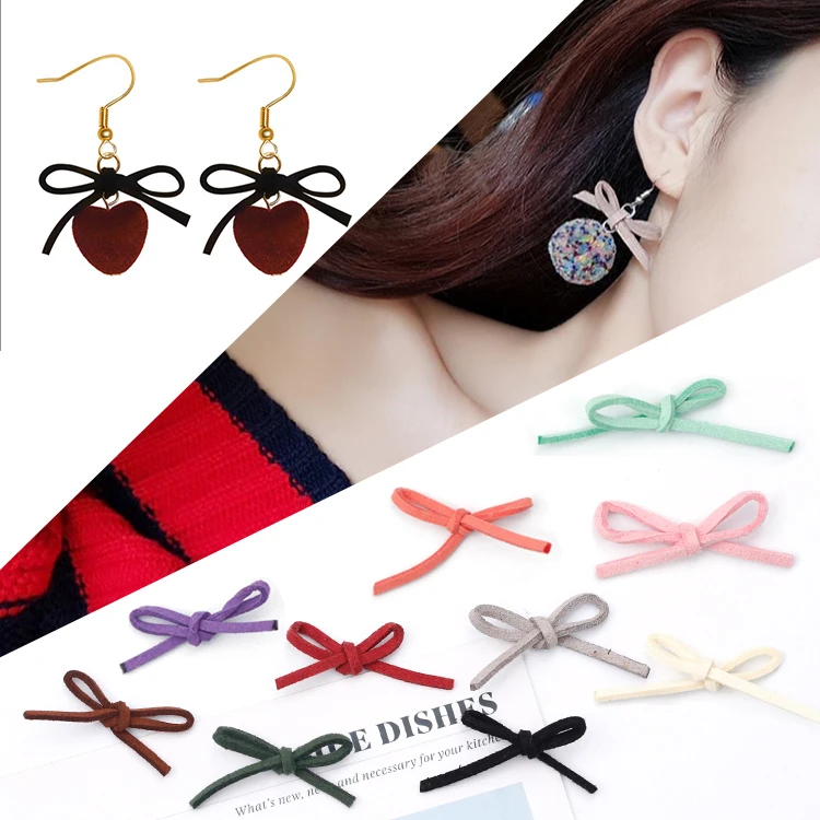 

Suede Knotted Bow DIY Handmade Earrings Hair Accessories Making Finding Material Components Ornaments 10pcs