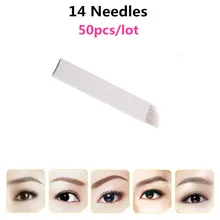 50 шт./лот известный бренд S14 Перманентный макияж лезвие для ручного татуажа бровей лезвия 14 иголок