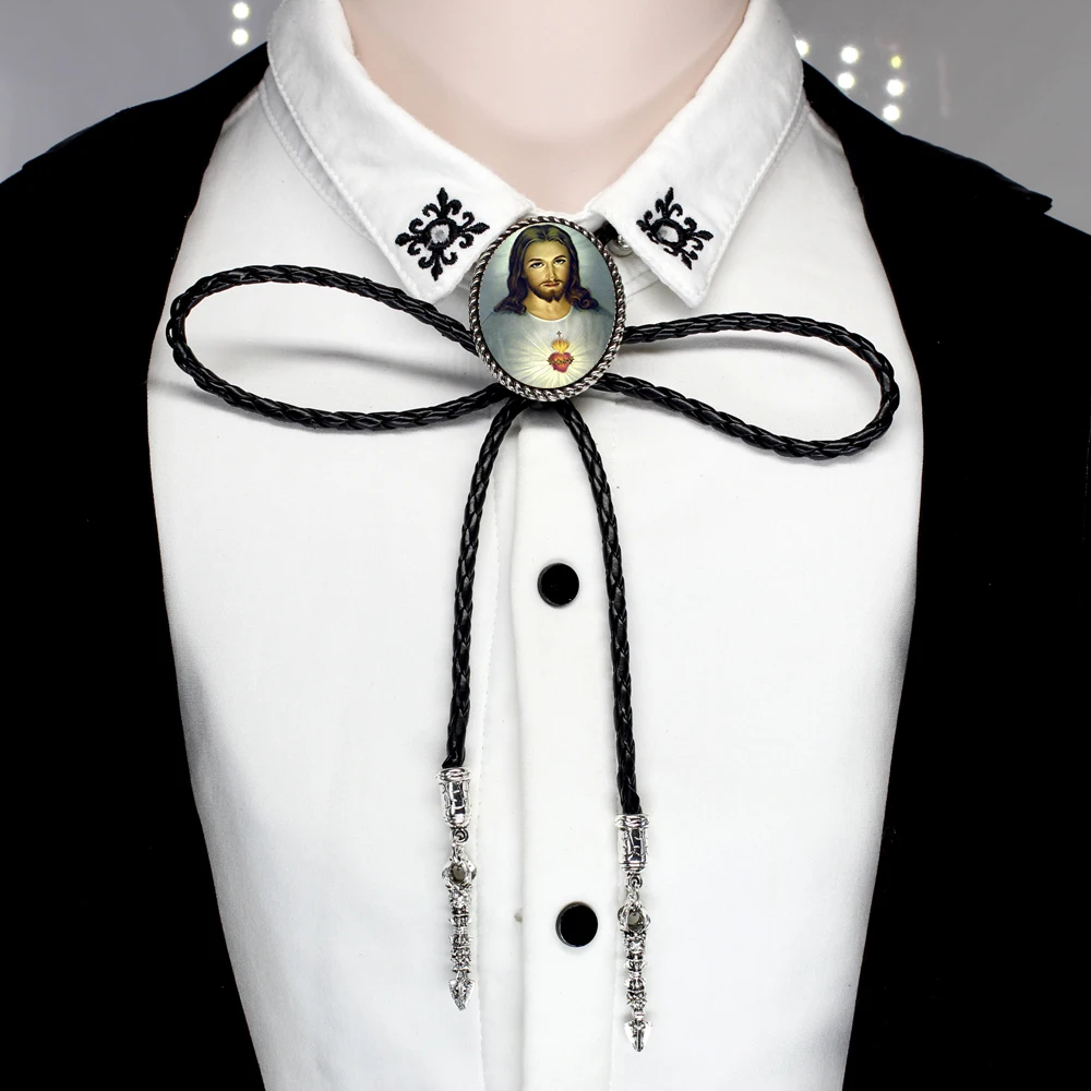Дизайн западный Иисус Боло галстук ручной работы Иисус Христос кожаный шейный галстук костюм рубашка аксессуары цепочка Ювелирные изделия ожерелье Боло-0021 - Окраска металла: 14