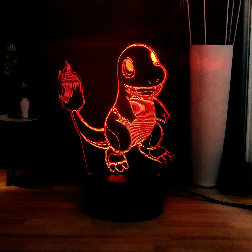 Покемон го каваи 3D ночник милый Пикачу чармандер, Сквиртл Charizard USB сенсорный разноцветный светодиодный свет сна детская игрушка в подарок - Испускаемый цвет: Pokemon 6