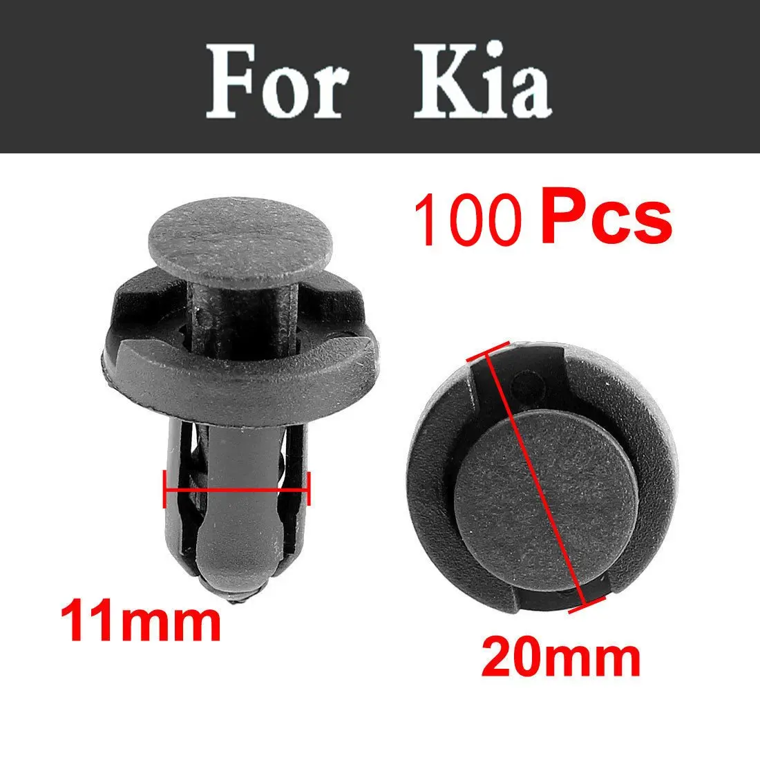 100pcs Plastic Push Rivets Auto Retainer Front Bumper Fender For Kia