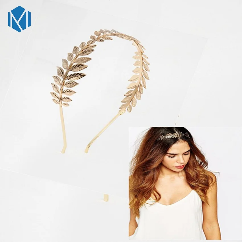

M MISM Western Fashion Retro Hair Bands For Women Wedding Metal Gold Leaf Butterfly Hair Headbands Girls Bride Hair Accessories
