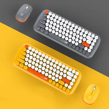 

DOUYU Mini Portable Power Saving 2.4GHz Wireless Keyboard and Mouse Set Desktop Laptop Keyboard and Mouse Round Keycaps