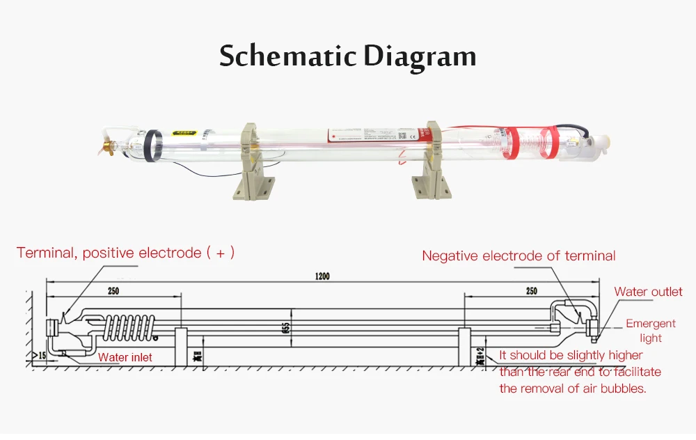 EFR лазерная трубка 60 Вт 1200CL Длина 1200 мм диаметр 55 мм Макс. Мощность 60 Вт CO2 лазерная трубка используется для лазерной гравировальная и режущая машина