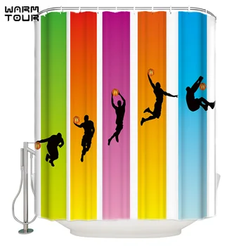 

Basketball Mobilization Extra Long Fabric Bath Shower Curtains Bathroom Decor Sets with Hooks