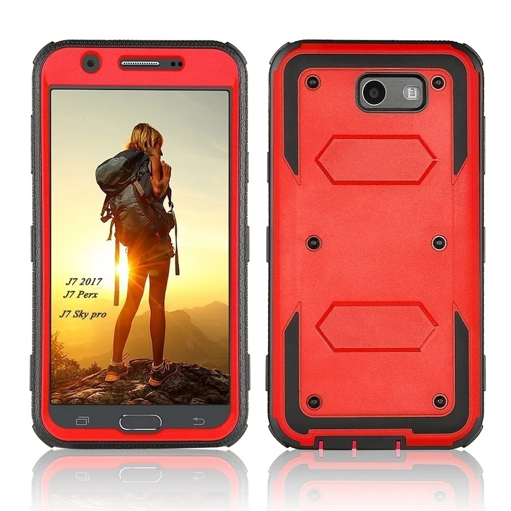 Чехол для телефона 5,5 'для samsung Galaxy J7 J7 PRO J730F чехол 360 Защитный 5,5' для J7V Гибридный чехол-накладка сверхпрочная защита - Цвет: Red