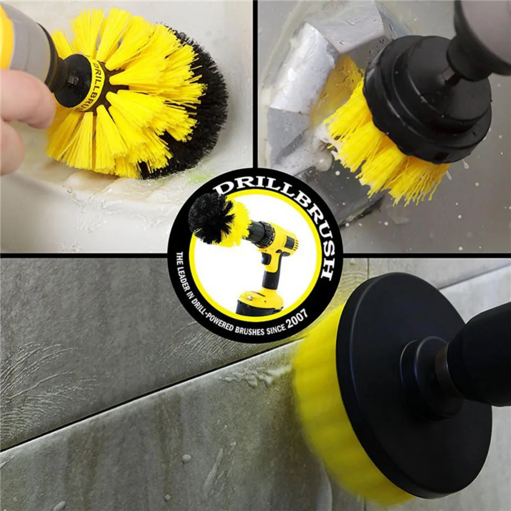 3Pcs/Set Yellow Electric Drill Brush Plastic Round Cleaning Brush For