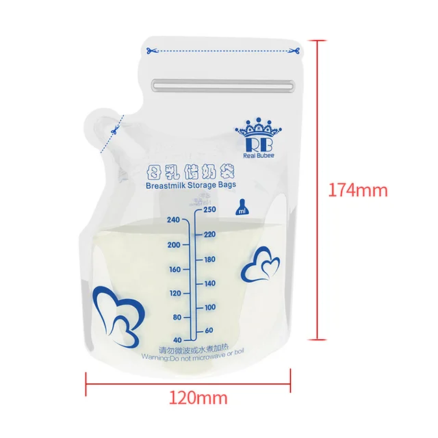 Real Bubee 30 Pcs 250 ML Baby Food Breast Milk Storage Bags PBA Free Safe Bag for Baby BM88