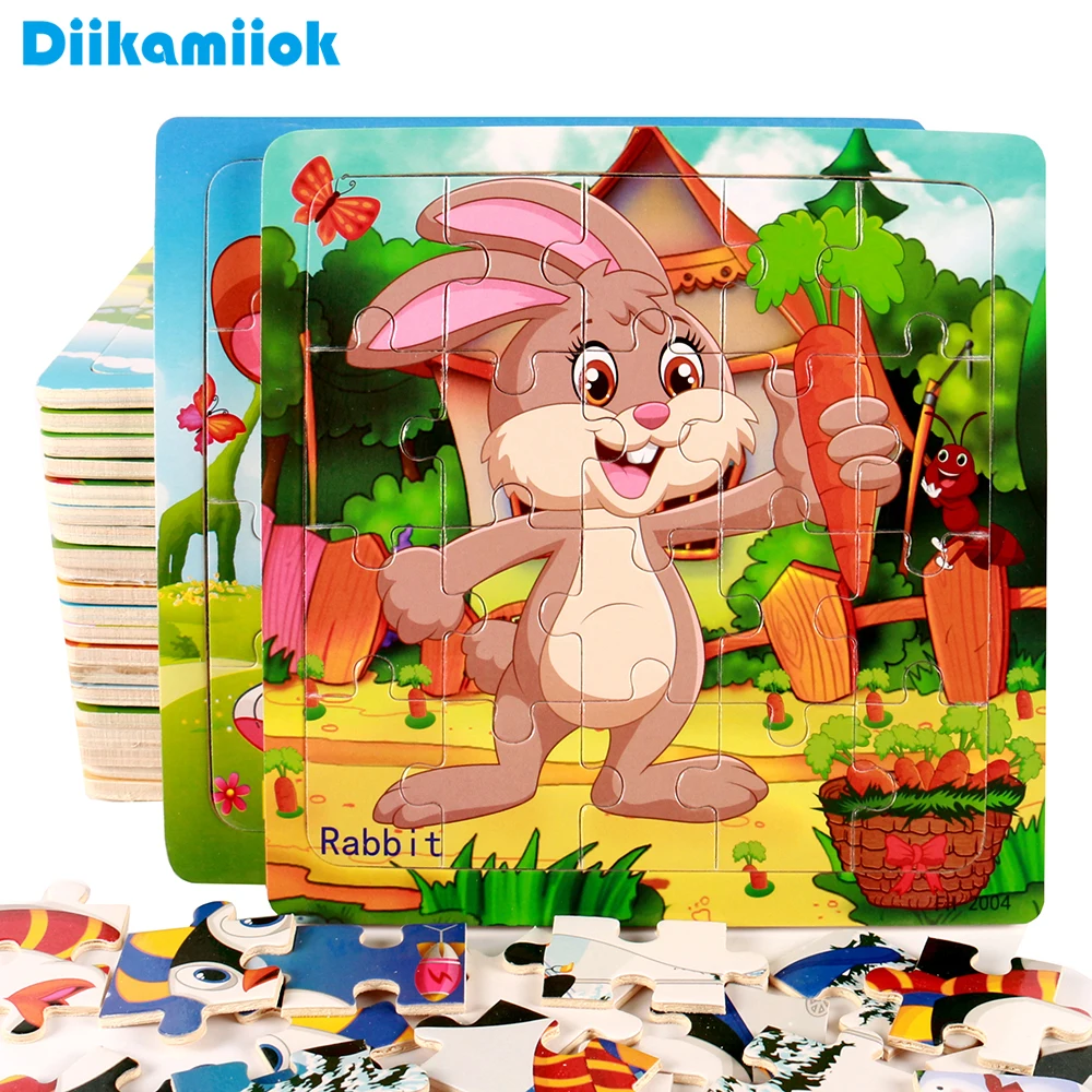 

New Creative Wooden Puzzle Toy Jigsaw Cartoon Vehicle/ Animal Baby Early Educational Toys for Kids Games Birthday Gift SY-D08