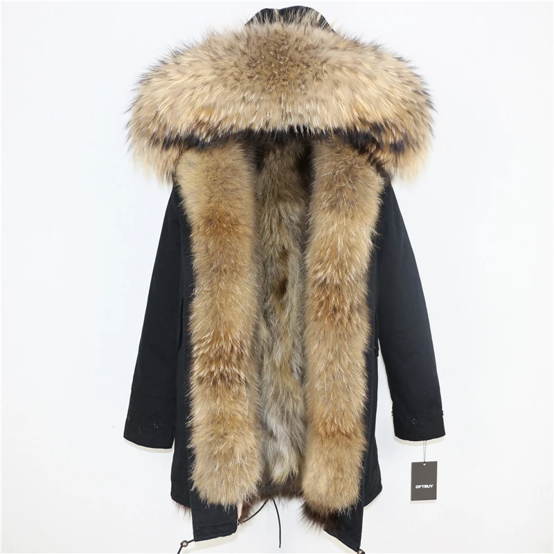 OFTBUY 2020 Winter Jacket Women Long Parka Real Fox Fur Coat Natural Raccoon Fur Collar Hood Thick Warm Streetwear Parkas New