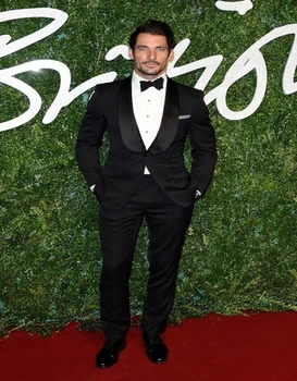 

High Quality Wedding Suits One Button Groom Tuxedos Black Shawl Lapel Groomsmen Suit Custom Made Men Suits(Jacket +Pants)