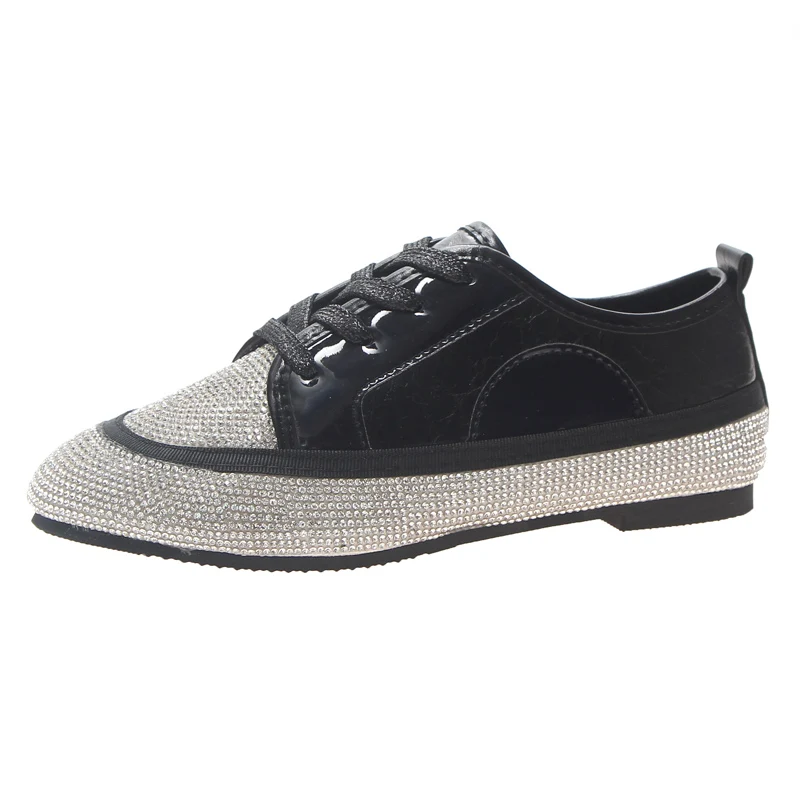 

HEE GRAND 2019 New Spring Platform Flats Women Bling Sneakers Faux Rhinestone Round Toe Creepers Casual Walking Shoes XWD7446