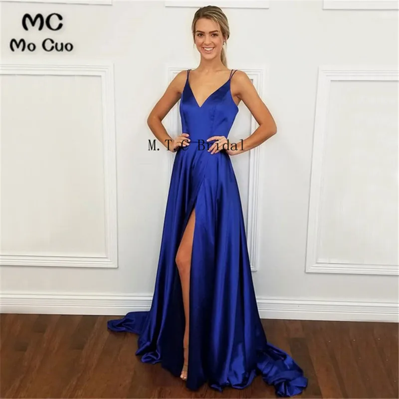 blue silk homecoming dress