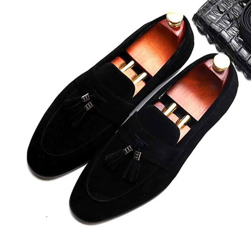 Camurça Mocassins Borlas Homens Js169 azul Confortáveis Apartamentos Escritório De Homem Vaca marrom Negócios Dos Casuais Grife Nova Artesanal Sapatos Preto Couro Chegada awZxYqf