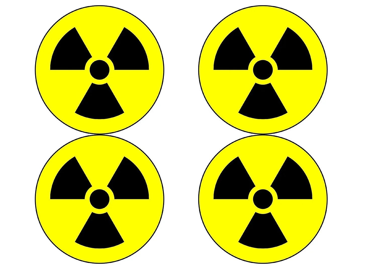 

Nuclear Radiation Warning Symbol Sign 4 Pack Hazard Radioactive Bumper Window Sticker 4" Round Car Decal