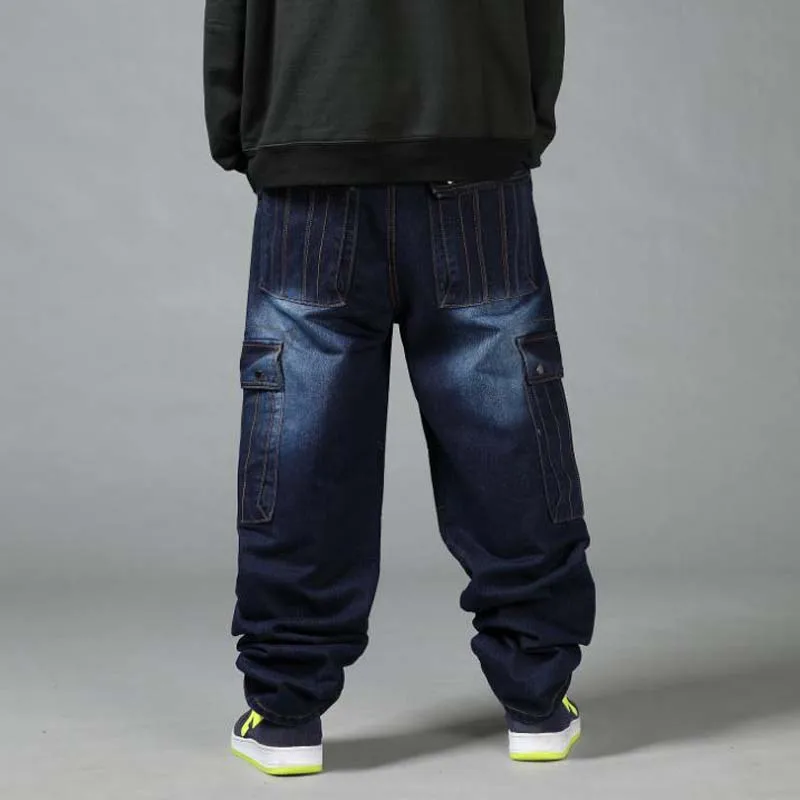 Мужские свободные джинсы в стиле хип-хоп, большие размеры 44, 46, мужские длинные брюки, весна-осень, мужские мешковатые брюки, 4 сезона, хип-хоп