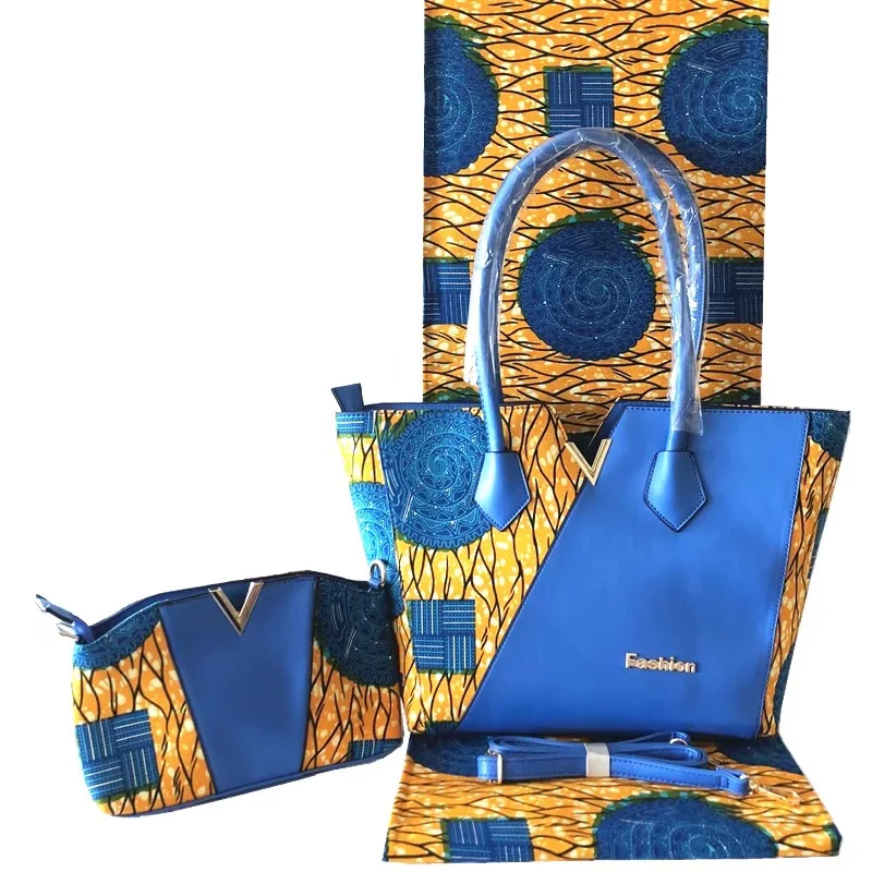 Африканские Восковые принты ткань африканская ткань с 2шт женские сумки для вечерние Анкара Ткань 6 ярдов хлопок ткань TN-A12 - Цвет: 20