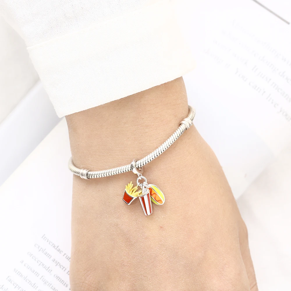 RainMarch Fits Pandora Charms Bracelet Original 925 Silver Beads French Fries Cola Bread Pendant Women Jewelry Making Wholesale (1)