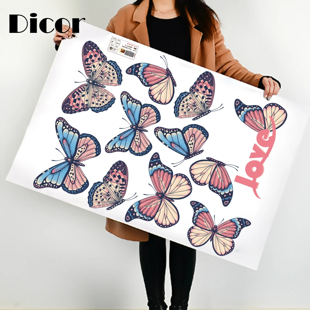 

DICOR Brand Wall Sticker Butterfly Love Diy Furniture Decoration Garderobe PVC Removable Wallpaper Decal Gift For Girl Beautiful