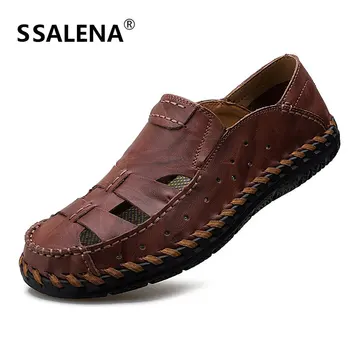 

Mens Summer Leather Moccasin Shoes Mens Comfy Breathable Slip On Loafers Shoes Fashion Hollow Flats Shoes AA11603