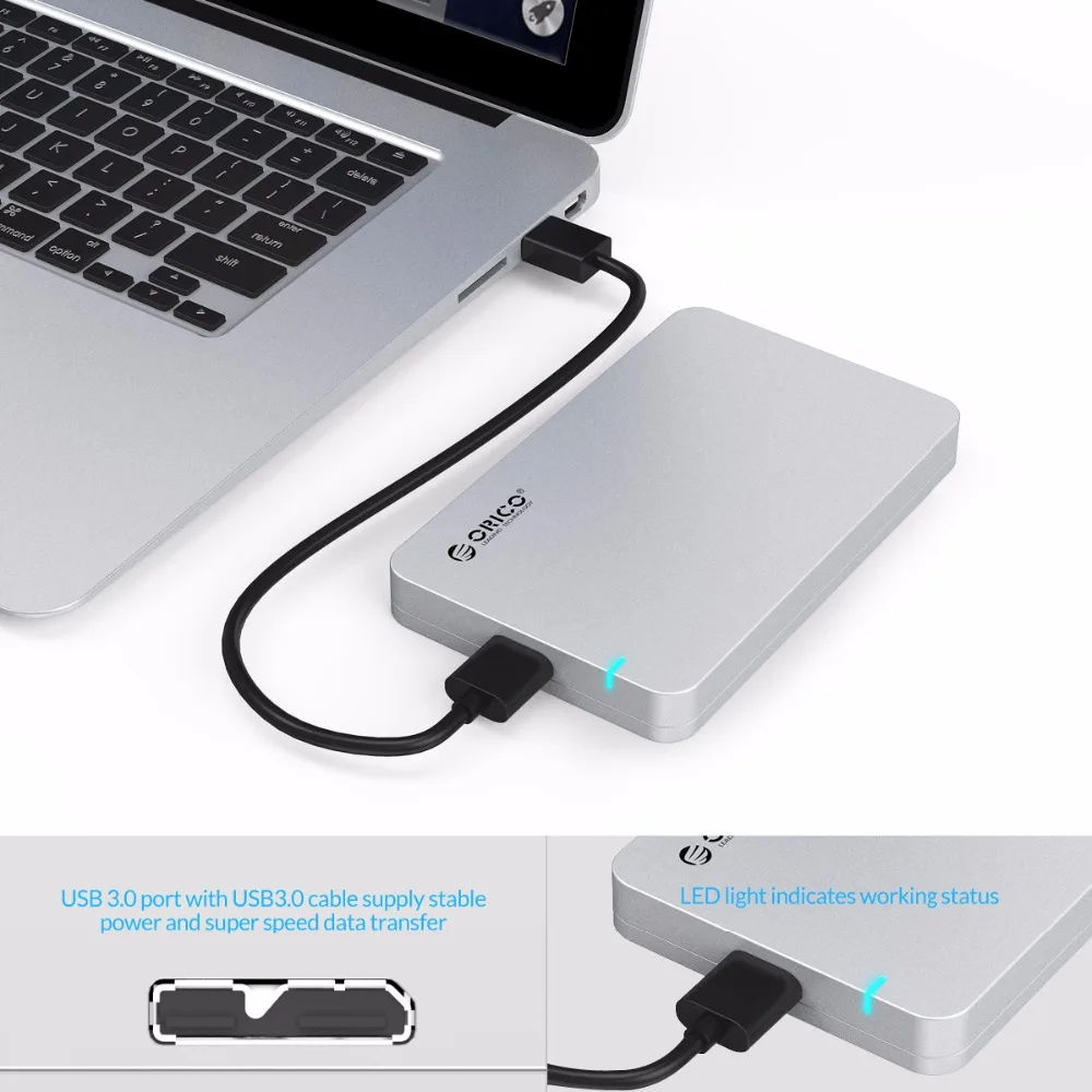 ORICO 2 5 дюймов USB3.0 внешний жесткий диск Корпус SATAIII Гбит/с UASP SuperSpeed инструмент