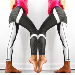 Сетка леггинсы с узором Фитнес Леггинсы для женщин для тренировки бег эластичный тонкий черный, белый цвет брюки девочек