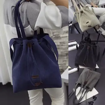 

New Women Canvas Shoulder Bags Drawstring Handbag Bucket Tote Messenger Bags Purse Satchel Fashion Bags for Women