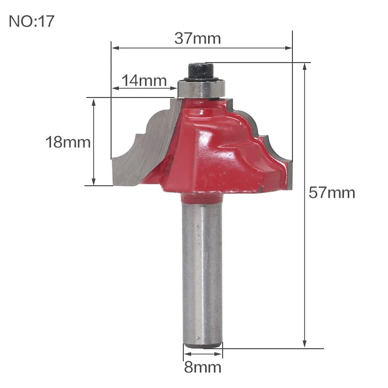 8 мм традиционный Ogee кромкоформовочный маршрутизатор бит-" хвостовик деревообрабатывающий нож Линия для дерева - Длина режущей кромки: NO17