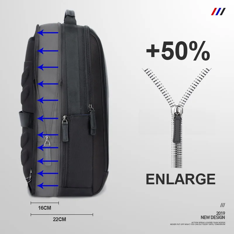 BOPAI, размер, Расширенный Рюкзак, мужской рюкзак для ноутбука, 15,6 дюймов, водоотталкивающий, мужской рюкзак, школьная сумка, USB зарядка, рюкзак