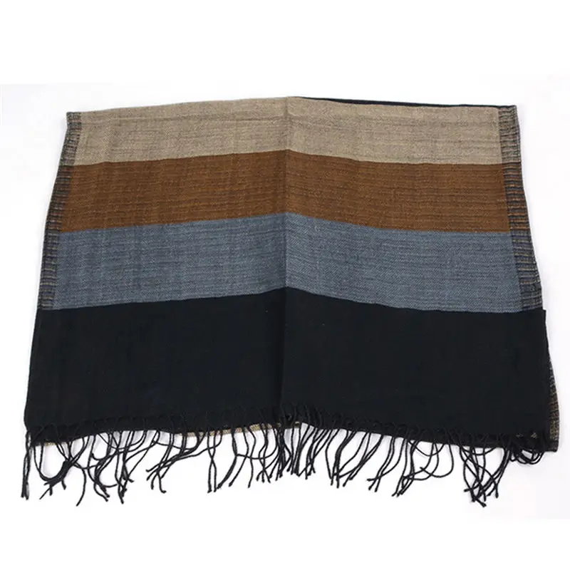Winter Men's Classic Warm Shawl Fringe Stripe Tassel Long Soft women's scarves handkerchief hijab scarf 40MA0704