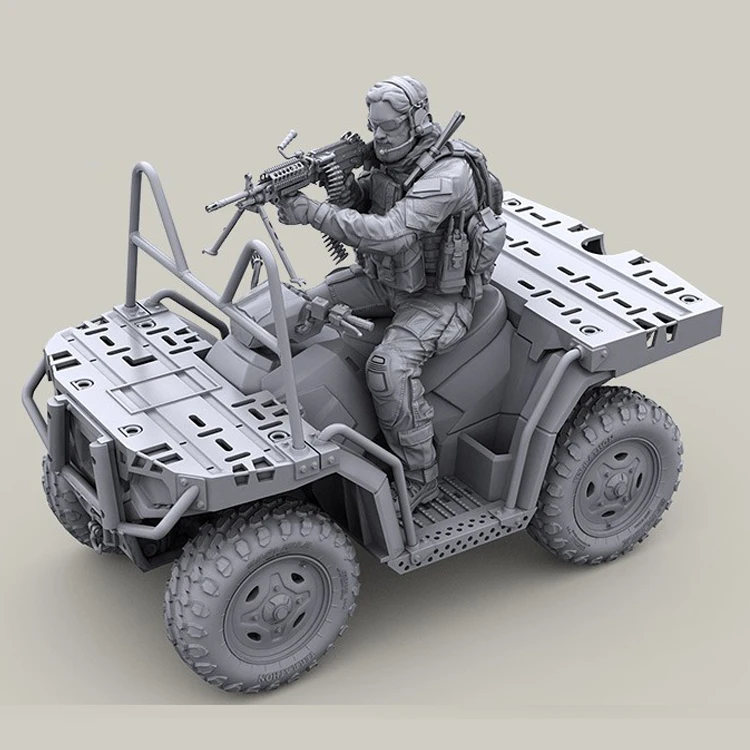 1/35 Смола Модель комплект США спецназ 2013-современный ATV rider, Mk48 пулемет стрельба (только один солдат) Бесплатная доставка 244 г