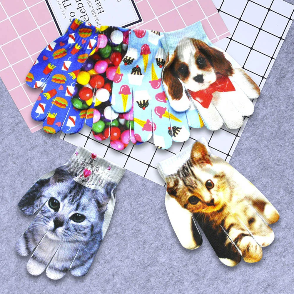 Перчатки guantes Детские ганты Милые 3D eldiven с животным принтом вязаные Kitty Pet детские милые перчатки Модные теплые зимние перчатки L50