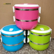 1 UNID 1-4 Capas de Acero Inoxidable Caja de Almuerzo de Bento Envase de alimento de Vajilla con mango de Almacenamiento de Aislamiento 121 KV