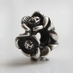 Подлинная 925 пробы серебряные цветы бусины-Стопперы Распорки талисманы кольцо проведения Fit Марка браслет и цепочки ожерелья DIY ювелирных