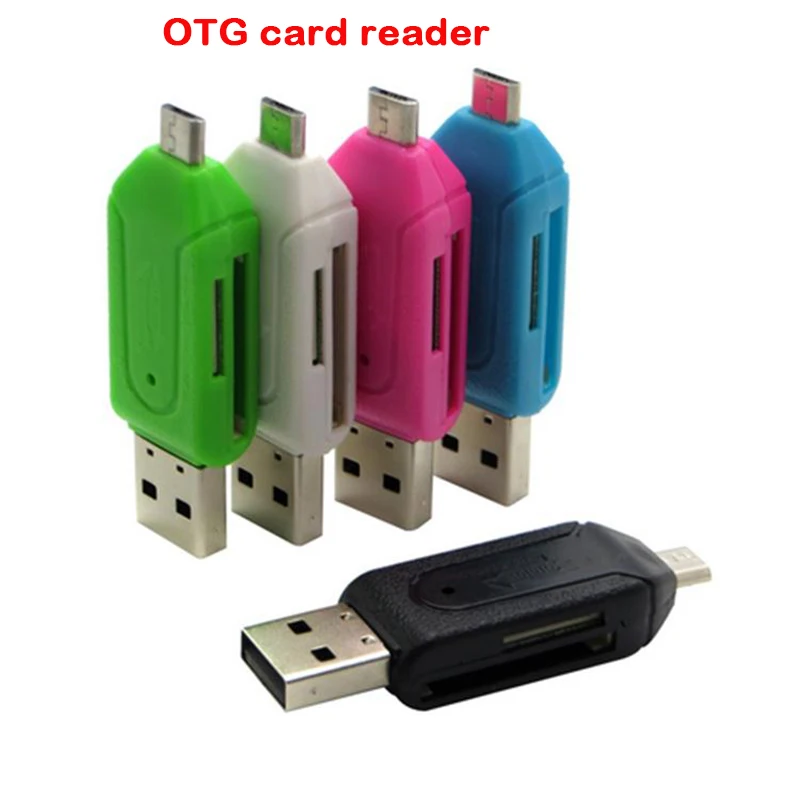 

2pcs 5 Colors 2 In 1 USB OTG Card Reader Universal Micro USB OTG TF / SD Card Reader Extension Heads Micro USB OTG Adapter