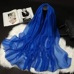 Высокое качество 100% шелк тутового шелкопряда шарф натуральный натурального шелка Для женщин длинные шарфы платок женский Хиджаб Wrap новое