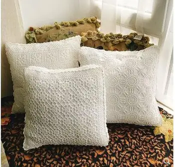 

European pastoral cotton fine thread handmade crochet hook flower hug pillowcase sofa cushion cover