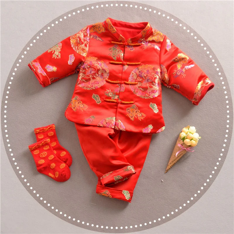 

Chinese Style Traditional Winter Boy Clothing Child Tang Suit For New Year Baby Boy Clothes 2018