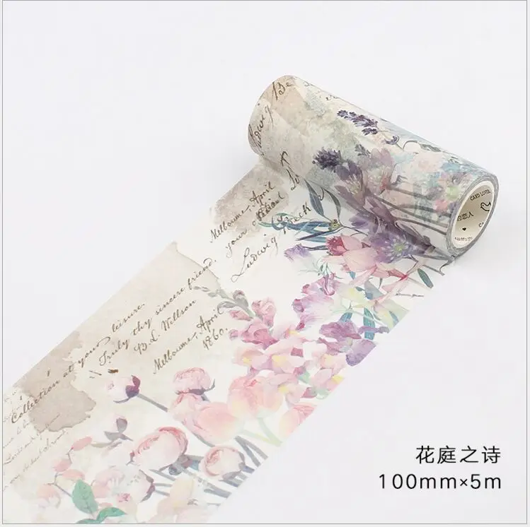 

100mm Vintage poetic flowers memory decoration planner washi tape DIY scrapbooking diary album masking tape escolar