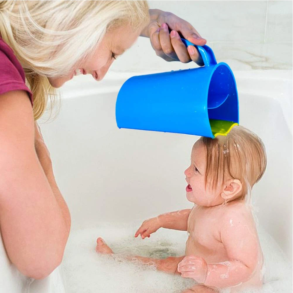 Детская банная шапка детский шампунь для мытья волос милый мультфильм КИТ чашка Детские кувшины для душа силиконовый водный ковш чашка для купания детей