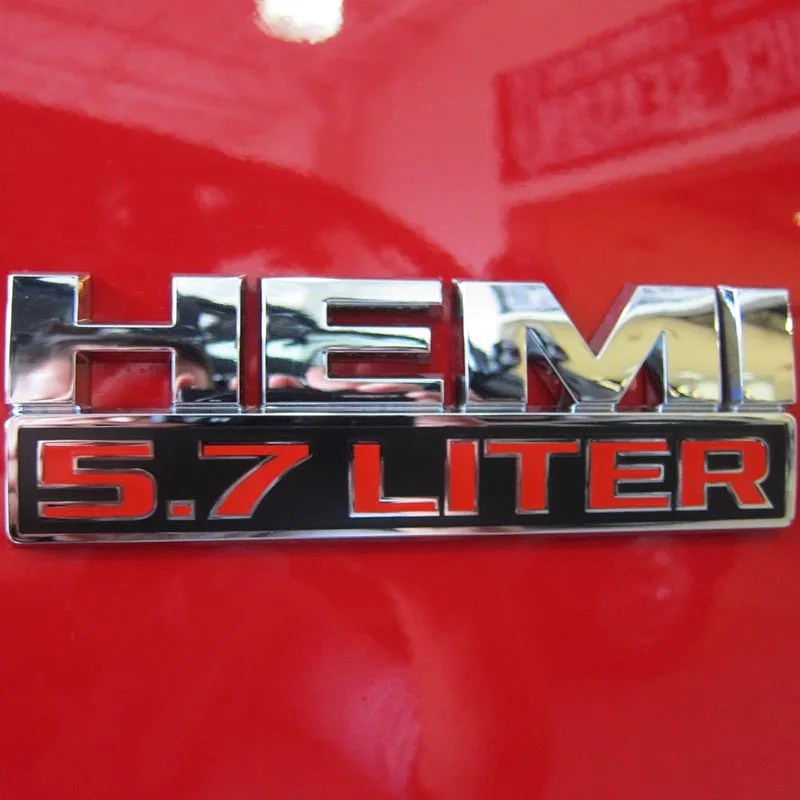 JX-LCLYL 5.7 Liter HEMI Logo Emblem Nameplate Badge Decal for Dodge Ram Jeep Silver