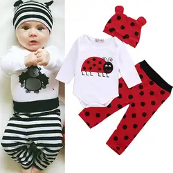 Милая Одежда для маленьких мальчиков и девочек хлопковый Детский комбинезон в виде животного Ромпер брюки шапка комплект из 3 предметов