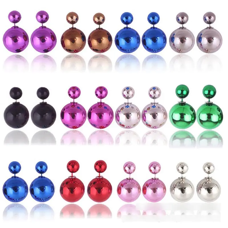 Pearl Earring Double sided Pearl Earrings Size Candy colored Spherical