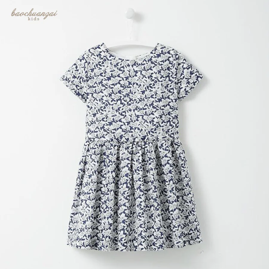 

Summer Dresses For Girls Party Dress Kids Costumes For Girls Blue Flower Princess Vetement Vestidos Infantil Children Clothing