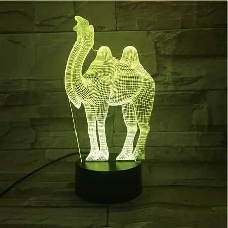 

Creative Kids Gifts Acrylic camel Animal Table Lamp 7 Colors Changing Desk Lamp 3D LED Night Lights with USB Cable GX548